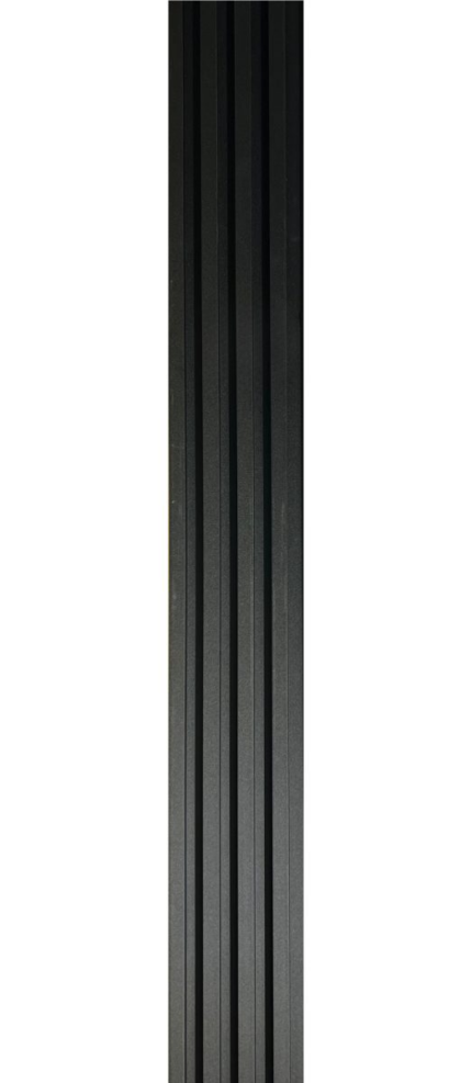 3D letvice za zid crne boje Charcoal - dekorativni WPC zidni panel 2.8x0.16m