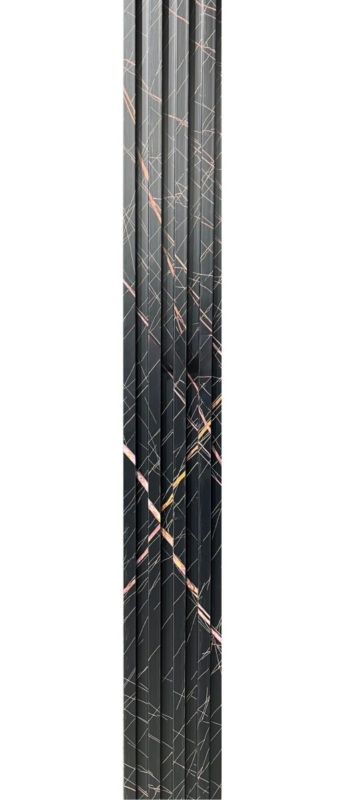 3D letvice za zid crne boje Jet Black - mramor uzorak WPC zidni panel 2.8x0.16m