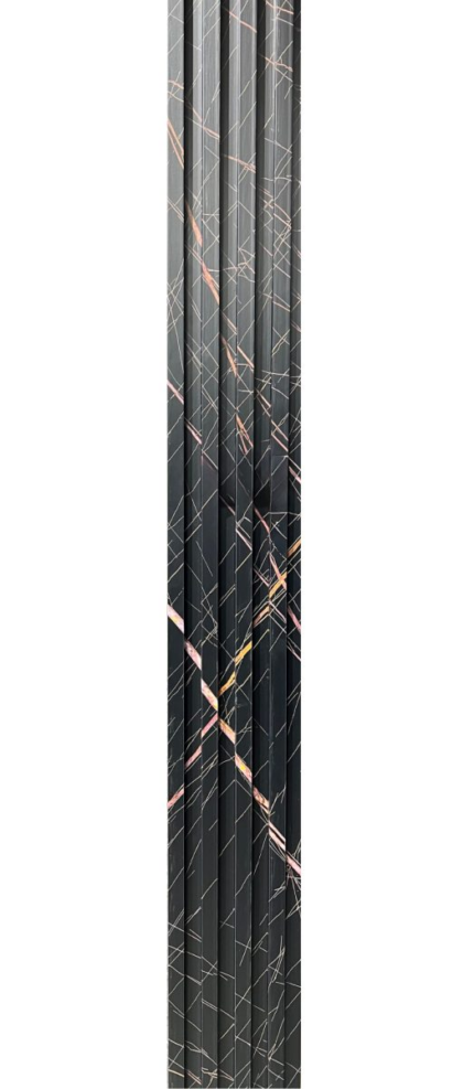 3D letvice za zid crne boje Jet Black - mramor uzorak WPC zidni panel 2.8x0.16m